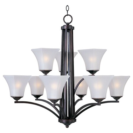 Maxim Nine Light Oil Rubbed Bronze Frosted Glass Up Chandelier 20096FTOI